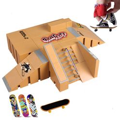 Mini Alloy Finger Skating Board Venue Combination Toys Children Skateboard Ramp Track Educational Toy Set For Boy Birthday Gifts