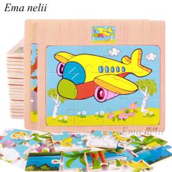 Simple Wooden Puzzle Toy Baby Airplane/ Animal Cognitive Educational Toys for Children Boys Kids Wood Puzzles Jigsaw