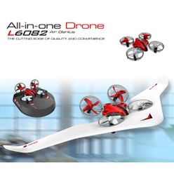 L6082 Air Genius RC Quadcopter Airplane Tiny All-In-One DIY 2.4G RC Drone for Kids Gift RTF Quadcopter Red Toys Gifts Boys Kids
