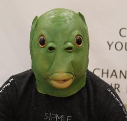 Halloween Funny Cosplay Costume Mask Unisex Adult Women Men Carnival Party Green Fish Head Mask Headgear