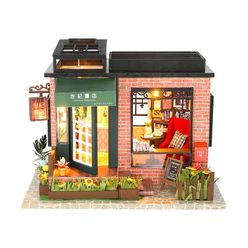 Assemble Wooden Miniature DIY Dollhouse Furniture Doll House Miniature Puzzle Handmade Kits Toy For Kids Children Christmas Gift