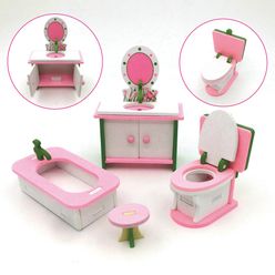Furniture Dollhouse Accessories Toys Wood Furniture Set Dolls Baby Room for Kids Play Toy Simulation House Miniature Wooden