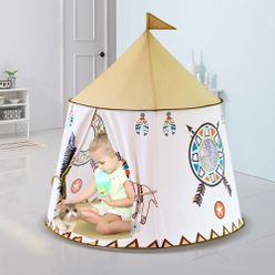 Foldable Children's Tent For Kids Baby Play House Princess Castle Teepee Kids Present Hang Flag Tent Children's Room Toy Gifts