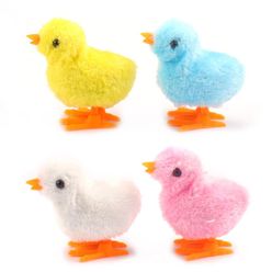 2PCS Cute Plush Wind Up Chicken Kids Educational Toy Clockwork Jumping Walking Chicks Toys For Children Baby Gifts Random Color