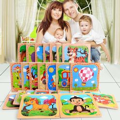 Baby Toys Wooden 3d Puzzle Cartoon Animal Intelligence Kids Educational Brain Teaser Children Tangram Shapes Learn Jigsaw Puzzle