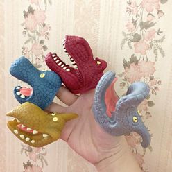 1 set/6pcs Dinosaur Puppet Gloves Model Animal Head Hand Puppets Silicone Novelty Figure Finger Educational Story Prop  Puppets