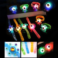 Children Strap With Luminous LED Lights Glow in the dark Manual Rotating Wristband Flash Gyro Plastic Toy Fidget Spinning Top 0