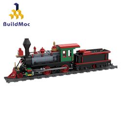 Retro Steam Train Grizzly Flats Loco Building Blocks Winter Holiday Technic Railroad Model Bricks Toys Christmas Gift Children