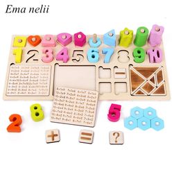 New Multi-function Baby Educational Learning Math Toys Children Wooden Tangram Puzzle Game Kids Shape Digital Match Jigsaw Board