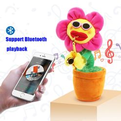 Enchanting Sunflower Support Bluetooth Stuffed Plush Shake Sound Toys Will Sing Dance saxophone Magic Sunflower Gifts