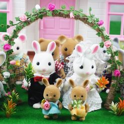 1:12 wedding gift decoration rabbit doll house miniature wooden furniture toys forest animals family pretend game set children g