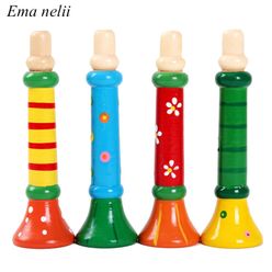 Hot Baby Wooden Small Horn Whistle Musical Instrument Toys Kids Colorful Intellectual Developmental Vocal Toy for Children Gift