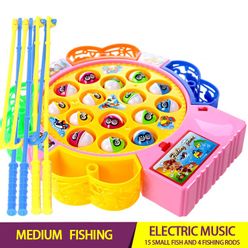 Electric Rotating Fishing Play Game Musical Fish Plate Set Magnetic Outdoor Sports Toys for Children GiftsKids Fishing Toys