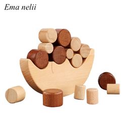 Baby Balance Training Moon Building Blocks Wooden Interactive Puzzle Game Toy Preschool Educational Learning Toys for Children