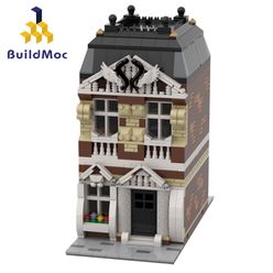 City Street View Series House The Brickative Hospital Toy Square Bike Shop Modular Model Building Blocks Bricks Hotel