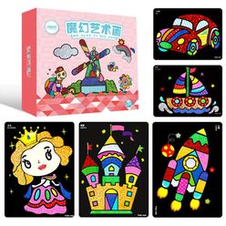 Cartoon DIY Magic Color Paper Children Painting Art Crafts Children Toy Stickers Drawing  Scratching Paper Funny Handmade Girls