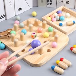Color Classification Memory Game Bead Holder Exercise Baby's  Coordination Montessori Educational Wood Toys for Kids Gifts
