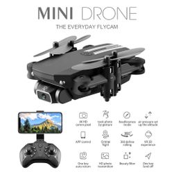 LSMIN Mini RC Drone 4K 1080P HD Camera WiFi Fpv Air Pressure Altitude Hold Black And Gray Foldable Quadcopter RC Helicopter