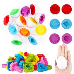 Kids Simulation egg Montessori Educational Math Toys 3D Puzzle Learning toys For Children Jigsaw match Shape materials tool toys