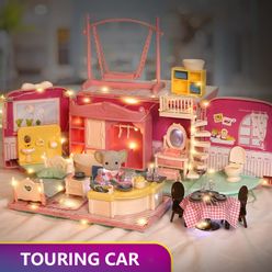1/12 Forest Animal Koala Doll Tent Car Miniature DIY Dollhouse Bedroom Simulation Restaurant Toys For Girls Toy Furniture Set