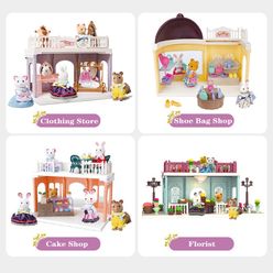Children's Play House Forest Small House Simulation Clothing Store Bakery Shoe Bag Shop Flower Shop Rabbit Family Boy Girl Birth