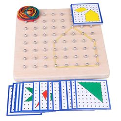 Baby Toy Montessori Creative Graphics Rubber Tie Nail Boards with Cards Childhood Education Preschool Kids Brinquedos Juguetes