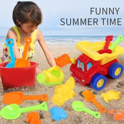 6pcs-14pcs Sets Sand Toys Beach Summer Play Children Dredging Shovel  Mold Kid Baby Outdoor Games Play Portable Toy With Car