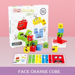 NEW Montessori Wooden Face Change Cube Building Block Toys Early Learning Educational Match Toy for Children Gift