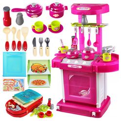 1set Portable Electronic Children Kids Kitchen Cooking Girl Toy Cooker Play Set For Baby Pretend Play Toys Birthday Gifts