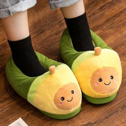 1PC Kawaii Plush Avocado Slippers Fruit Toys Cute Pig Warm Winter Adult Shoes Doll Women Indoor Household Products Creative Gift