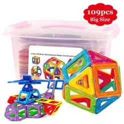 109PCS Big Size Magnetic Blocks 3D Creative Designer Constructor Building Toys Magnetic Designer For Children Gift