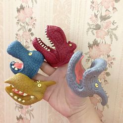 Dinosaur Puppet Gloves Finger Puppets Toy Model Animal Head Hand Puppets Silicone Novelty Figure  Educational Story Prop Kid Toy