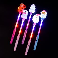 Novelty Christmas Tree Glitter Stick Toy Santa Snowman Kids Colorful Lights Flash Sticks Glowing Luminous Toys for Children Gift