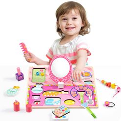 3 Styles Girls Makeup Set Toy Wooden Cosmetics Toy Baby Pretend Play Simulation Beauty Fashion Toy For Kids Gifts