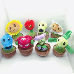 8pc/lot 20-23cm Plants vs Zombies Plush Toys PVZ Flower Pot Plants Soft Stuffed Toy Doll for Children Kids Gifts