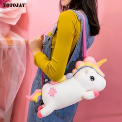 40CM Cartoon Plush Unicorn Backpack Stuffed Animal Horse Doll Plush Toys for Children Kawaii Schoolbag Birthday Gift for Girls