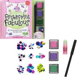 Original Klutz Fingerprint Fabulous Create Sweet Sparkly Thumbprint Art Craft Kit Color Finger Painting Inkpad Book DIY Kids Toy