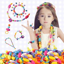 370pcs Pop Beads Gilrs Toys Creativity DIY Needlework Arts Crafts Bracelet Handmade Necklace Jewelry Kit Toy For Kids Bead Gifts