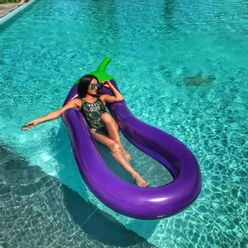 Summer Swimming Pool Floating Inflatable Eggplant Mattress Swimming Ring Circle Island Cool Water Party Toy Gifts