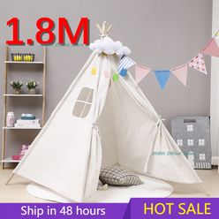 1.8M Portable Children's Tents Tipi Play House Kids Cotton Canvas Indian Play Tent Wigwam Child Little Teepee Room Decoration