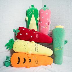 80-130CM Long Plush Fruits Vegetable Stuffed Plants Toy Sleeping Pillow Strawberry Pineapple Cactus Corn Carrot Doll Girls Gift