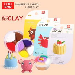 LouFor Air Dry Clay 12pcs/Set 6 Style Theme Plasticine Dinosaur Animal Dessert Shape Children Play Doh Birthday Gift KId Toys
