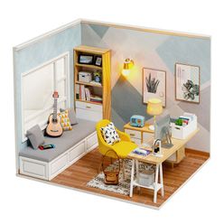 Mini Doll House Casa Free Dust Cover Diy Wooden Doll House Miniatures Kit Dollhouse Furniture Accessories Toys for Children Gift