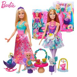 Original Barbie Dreamtopia Dolls Tea Party Accessories Fantasy Doll Toys for Girls Juguetes Kid Toys for Children Doll House Set