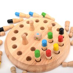 Kids Wooden Memory Match Stick Chess Game Fun Block Board Game Montessori Educational Color Cognitive Ability Toy for Kids