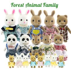 Child Simulation 1:12 Rabbit Koala Bear Dolls For Girl's TOY 10/14/18pcs Forest Family Doll Set 1/12 Miniature Pretend Play Toy