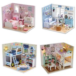 DIY Doll House Furniture DIY Miniature Dust Cover 3D Wooden Miniaturas Dollhouse Toys for Christmas Gift H015 H016 M019 M020
