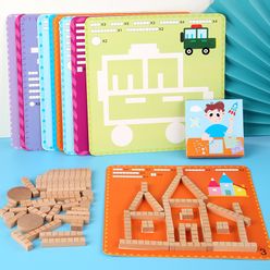 Montessori Early Education Toys Wooden Shape Building Blocks Enhance Attention Training Children Intellectual Game Kids Gifts
