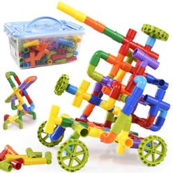 3D Construction Toys Water Pipe Building Blocks Plastic DIY Assembling Pipeline Tunnel Blocks Toys for Children Gifts