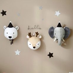Kids Room Decoration 3D Animal Heads Nursery Room Decoration Elephant Deer Unicorn Head Wall Hanging Decor for Children Room